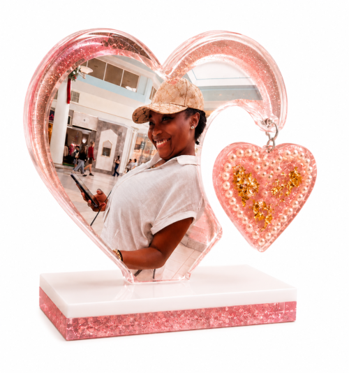 Custom Resin Heart Photo Frame – Personalized Handmade Resin Art Gift