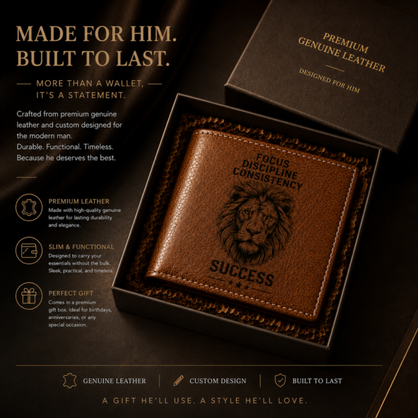 Custom Genuine Leather Men's Wallet – Personalized Engraved Bifold Wallet