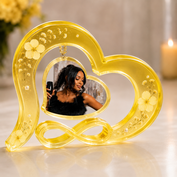Personalized Double Heart Resin Photo Frame – Infinity Keepsake