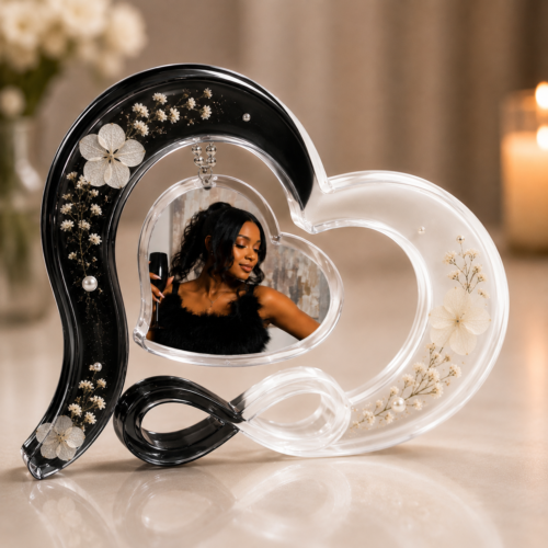 Personalized Double Heart Resin Photo Frame – Infinity Keepsake