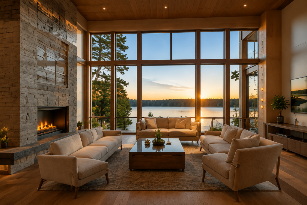 Luxury waterfront home interior