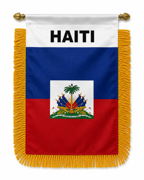 Haiti Mini Banner – Haitian Flag & Coat of Arms