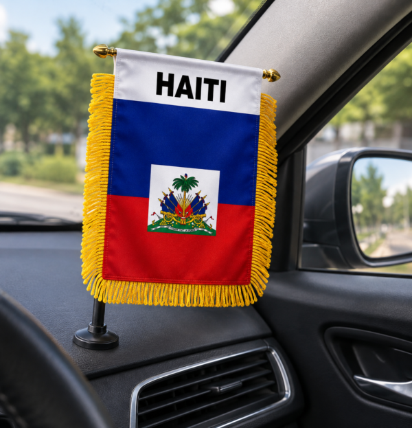 f4 Haiti Mini Banner – Haitian Flag & Coat of Arms
