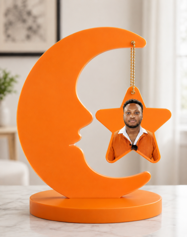 Personalized Resin Moon & Star Photo Frame – Custom Keepsake