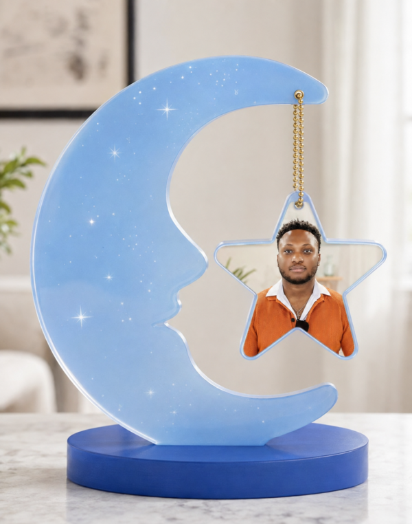Personalized Resin Moon & Star Photo Frame – Custom Keepsake