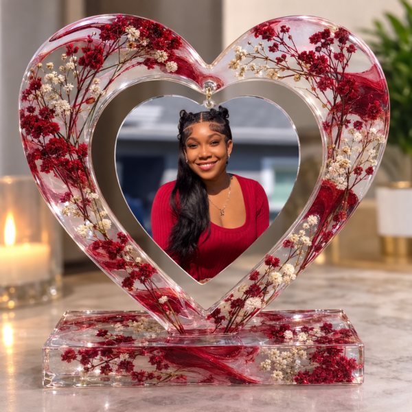 pt1 Personalized Large Resin Heart Photo Frame – Custom Keepsake