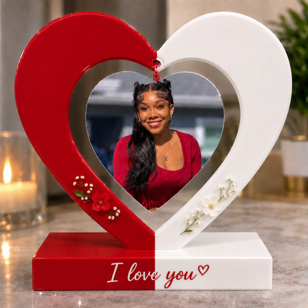 Personalized Large Resin Heart Photo Frame – Custom Keepsake