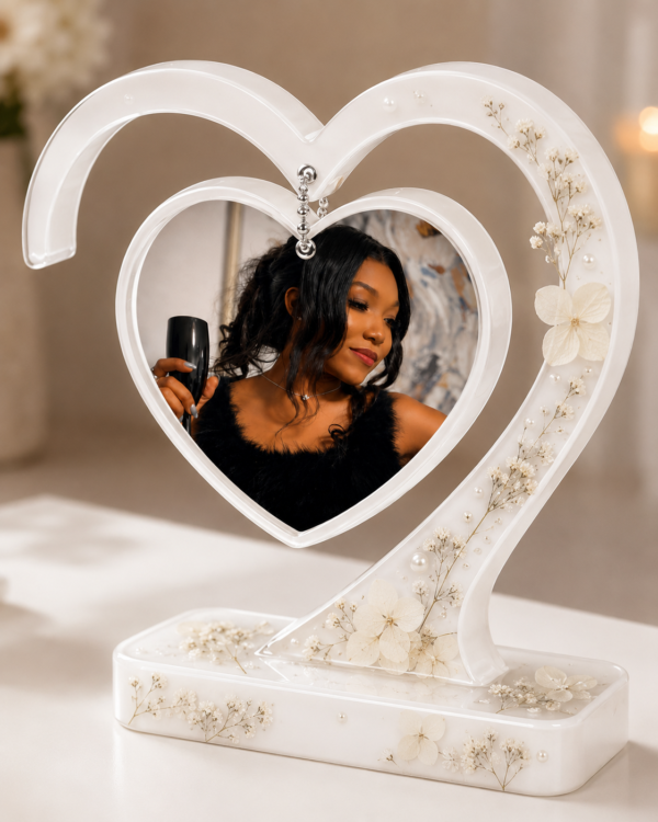 Personalized Resin Heart Photo Frame – Custom Handmade Keepsake