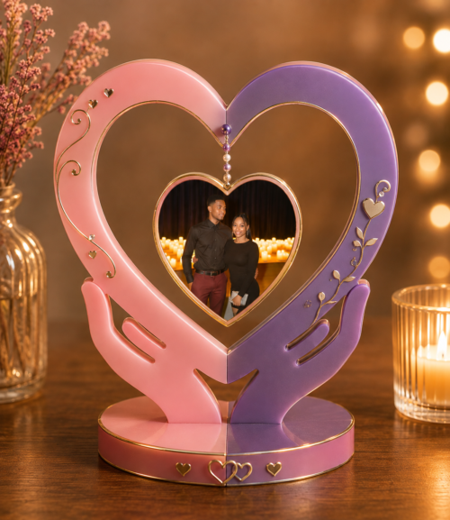 Personalized Resin Heart & Hands Photo Frame – Custom Keepsake
