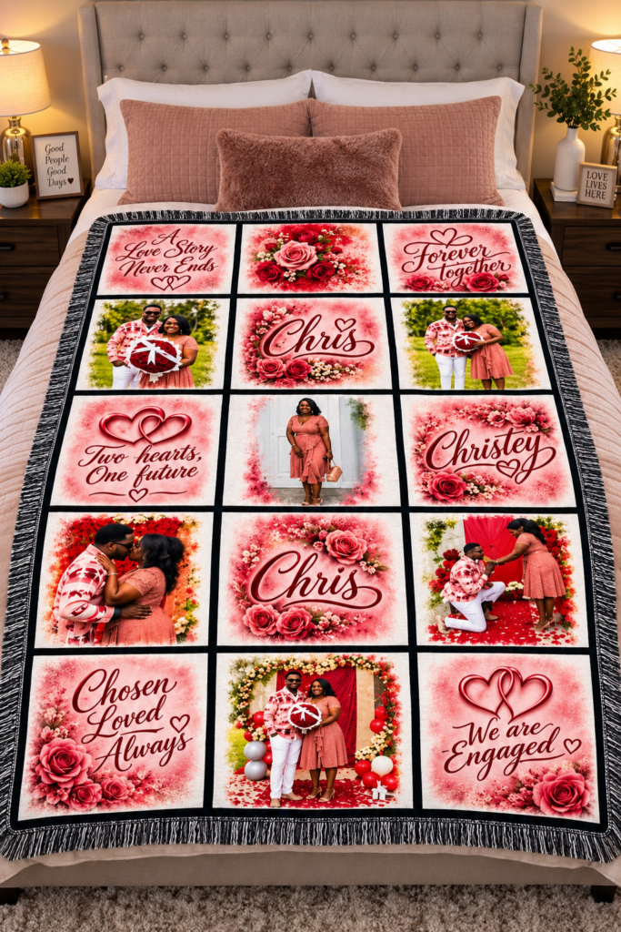 Custom 15-Panel Photo Blanket – 40" × 60" Personalized Flannel Blanket with Tassels